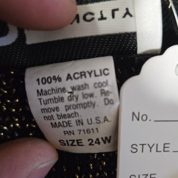 80s Vintage Gold Metallic Poinsettia Retro Crewneck USA Made Sweater Size 24W - Picture 6 of 8